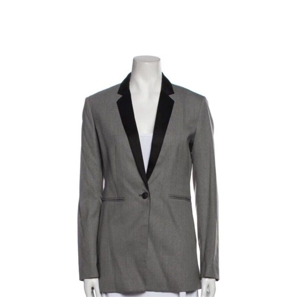 Rag & Bone Lapel Single Button Blazer Wool Blend Gray Black Long Sleeve‎ Size 0